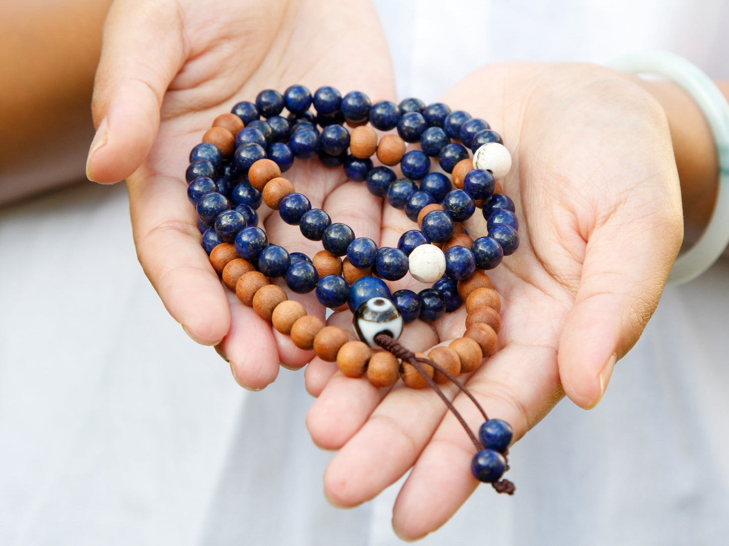 Lapis with sandalwood Mala