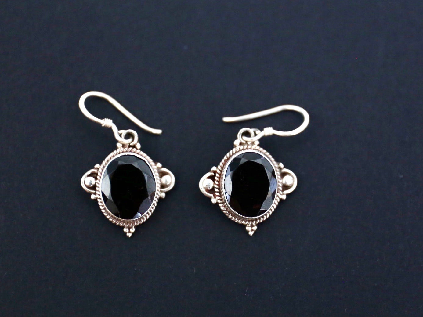 Black Onyx and Sterling Silver Earrings