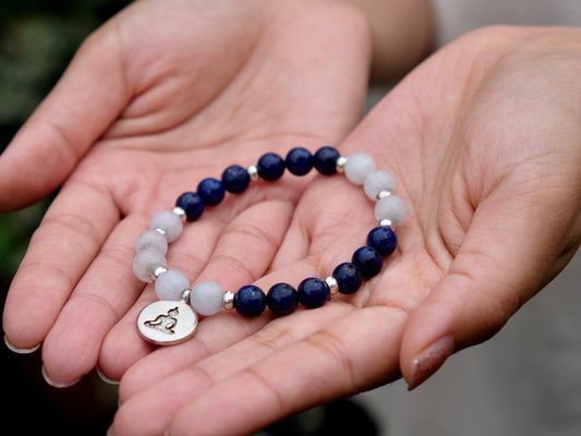 Moonstone and Lapis Mala Bracelet