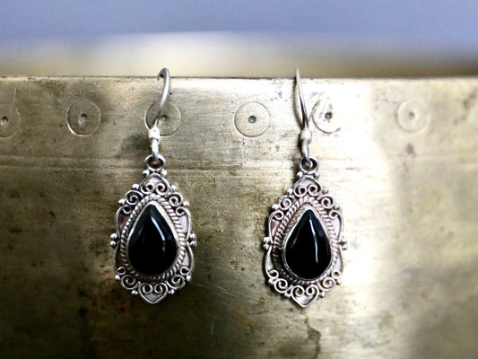 Teardrop Black Onyx Earrings