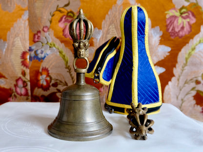 Tibetan bell and vajra set with cover
