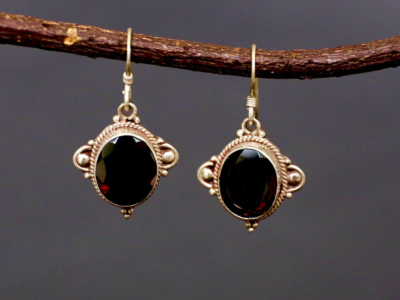 Black Onyx and Sterling Silver Earrings