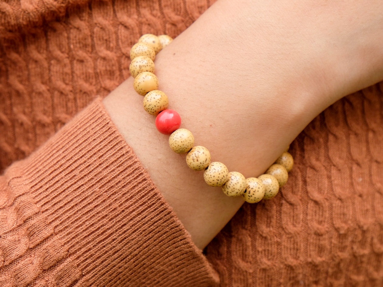 Polished Lotus Seed Mala Bracelet