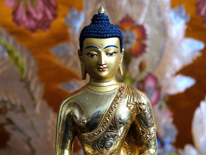 Close up showing calm and peaceful face of Buddha statue