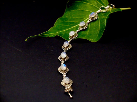 Moonstone and Silver chain bracelet